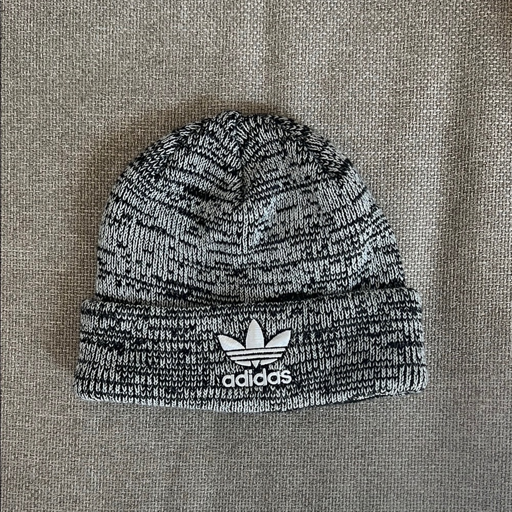 Adidas Black and White Knit Beanie